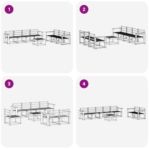 Комплект дивани за открито 8 pcs Бяло 59 x 59 x 37 см