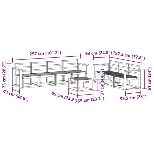Комплект дивани за открито 8 pcs Бяло 59 x 59 x 37 см
