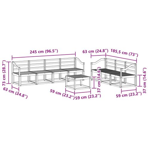 Комплект дивани за открито 8 pcs Бяло 59 x 59 x 37 см