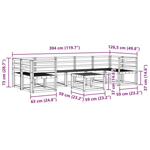 Комплект дивани за открито 8 pcs Бяло 59 x 59 x 37 см