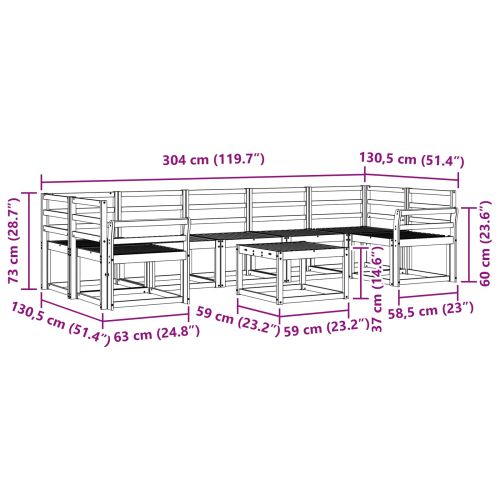 Комплект дивани за открито 8 pcs Бяло 59 x 59 x 37 см