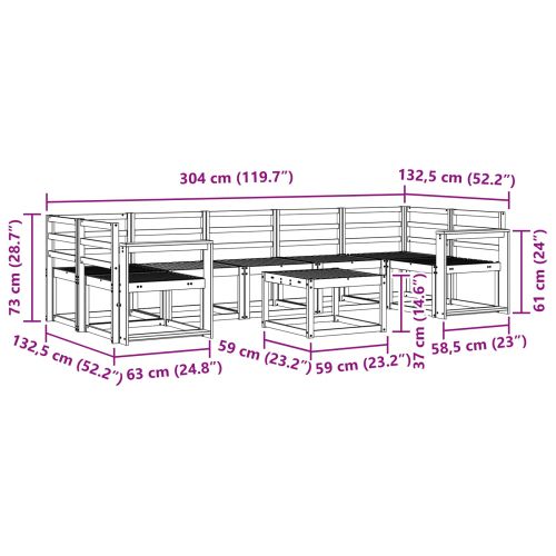 Комплект дивани за открито 8 pcs Бяло 59 x 59 x 37 см