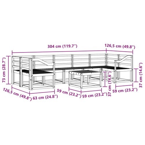 Комплект дивани за открито 8 pcs Бяло 59 x 59 x 37 см