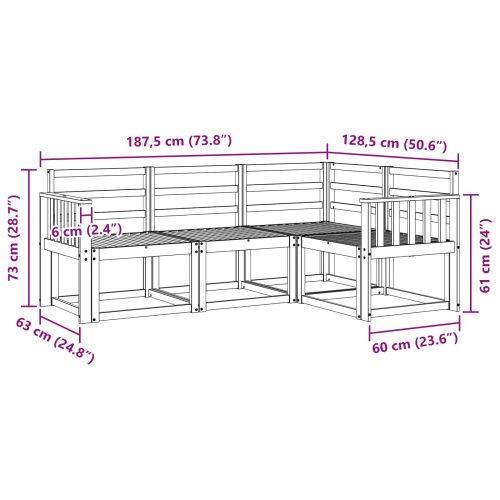 Комплект дивани за открито 4 pcs Бяло 187,5 x 128,5 x 73 см