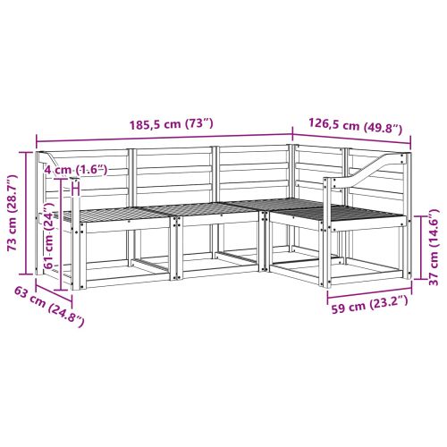 Комплект дивани за открито 4 pcs Бяло 185,5 x 126,5 x 73 см