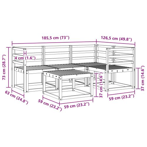 Комплект дивани за открито 5 pcs Бяло 59 x 59 x 37 см