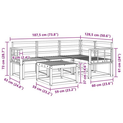 Комплект дивани за открито 5 pcs Бяло 59 x 59 x 37 см