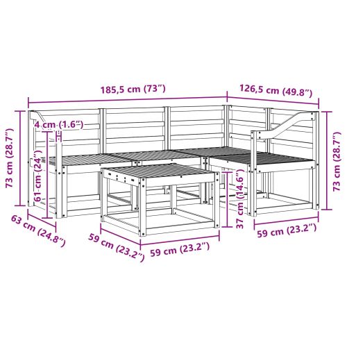 Комплект дивани за открито 5 pcs Бяло 59 x 59 x 37 см