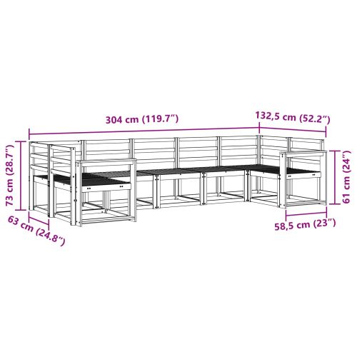 Комплект дивани за открито 7 pcs Бяло Солидно акациево дърво