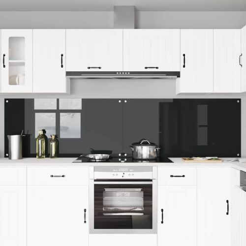 Кухненски гръб 2 pcs Черно 120 x 60 cm закалено стъкло