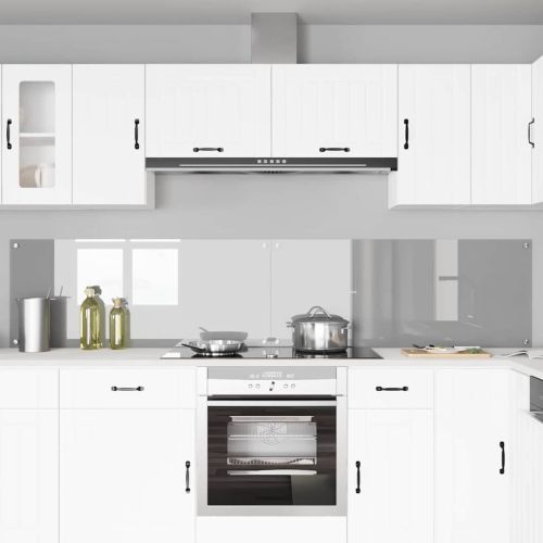 Кухненски гръб 2 pcs Светлосиво 120 x 50 cm закалено стъкло