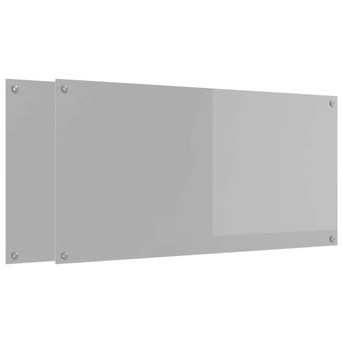 Кухненски гръб 2 pcs Светлосиво 120 x 60 cm закалено стъкло