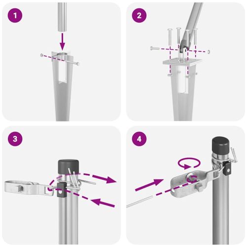 Заземяваща стойка за ограда 7 бр. Сребристо