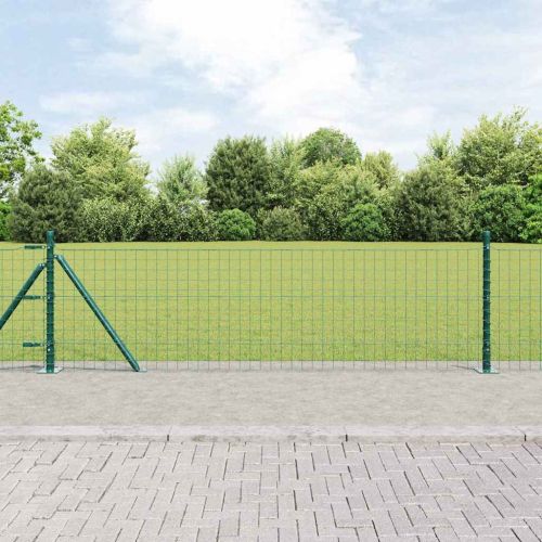 Пост за ограда с бетонна основа 7 бр. Зелено