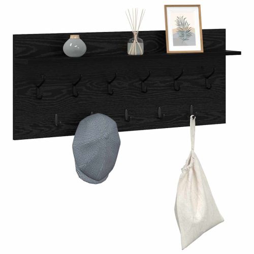 Стенен закачалка за палта с рафт Черния дъб 100 x 40 x 12 см