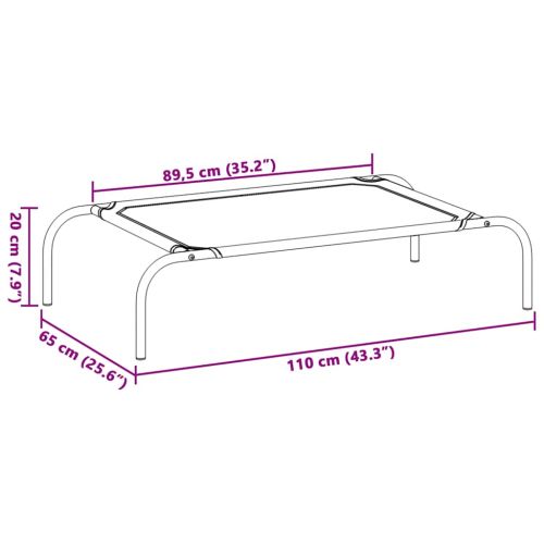 Повдигнато легло за кучета черно 110x65x20 cm Оксфорд плат