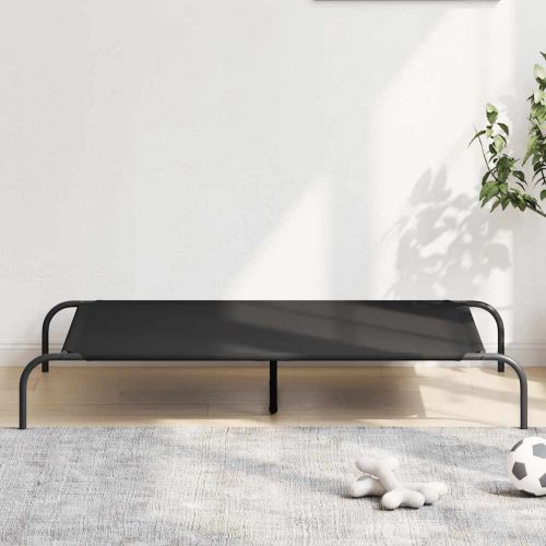 Повдигнато легло за кучета черно 130x80x20 cm Оксфорд плат