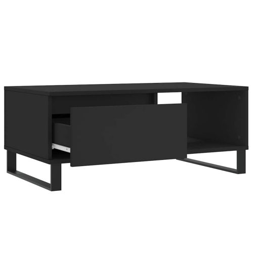 Кафе маса, черна, 90x50x36,5 см, инженерно дърво