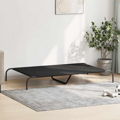 Повдигнато легло за кучета черно 150x90x20 cm Оксфорд плат