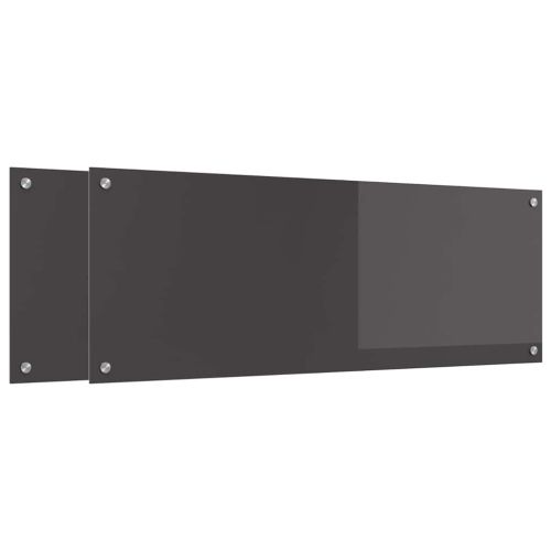 Кухненски гръб 2 pcs Тъмен сив 110 x 40 cm закалено стъкло