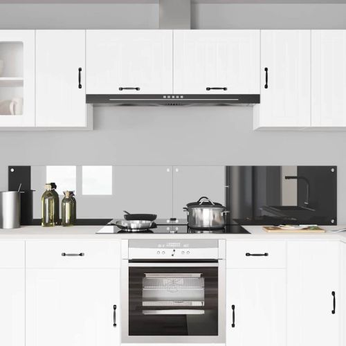 Кухненски гръб 2 pcs Тъмен сив 110 x 40 cm закалено стъкло