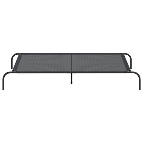 Повдигнато легло кучета черно 150x90x20 cm Текстилен и стомана