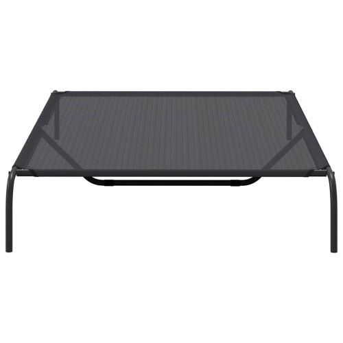 Повдигнато легло кучета черно 150x90x20 cm Текстилен и стомана
