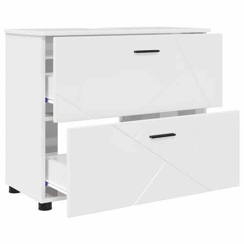 Комплект мебели за баня с чекмедже с рафт 3 pcs Лъскаво бяло