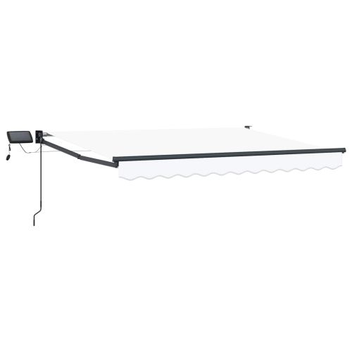 Ръчен изтеглящ сенник с LED светлини Бяло и антрацит 3 x 2 m