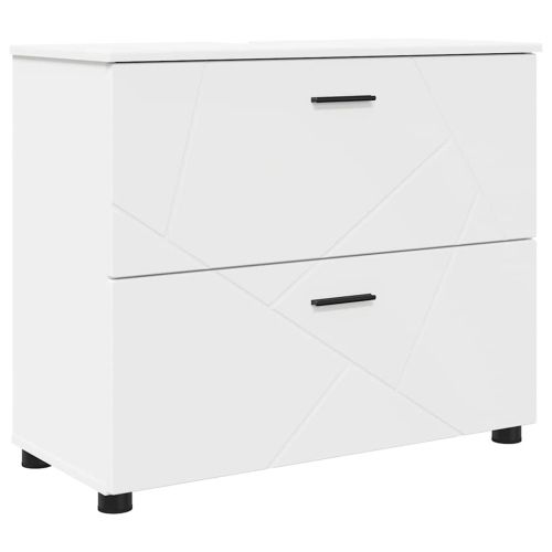 Шкаф за баня Бяло 76,5 x 35 x 64 см Инженерно дърво & Метал