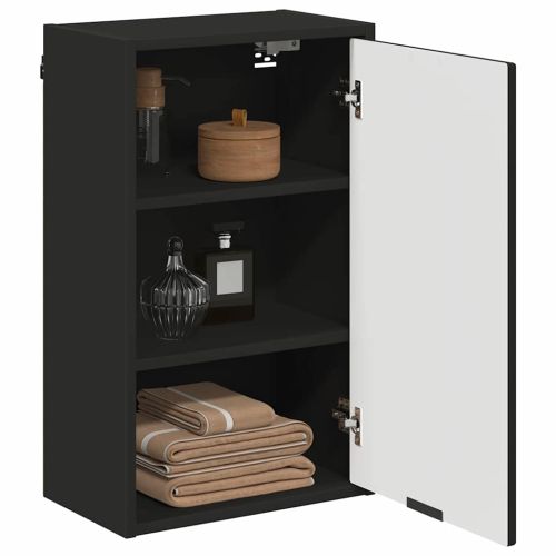 Шкаф за баня Черно 39 x 23,5 x 65 см Инженерно дърво & Метал