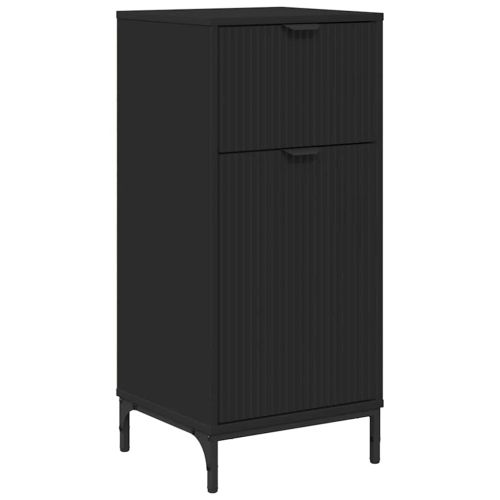 Шкаф за баня Черно 39,5 x 36 x 88 см Инженерно дърво & Метал