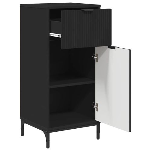 Шкаф за баня Черно 39,5 x 36 x 88 см Инженерно дърво & Метал