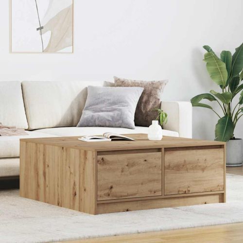 Масичка за кафе с чекмеджета дъб артизан 100x100x40 см