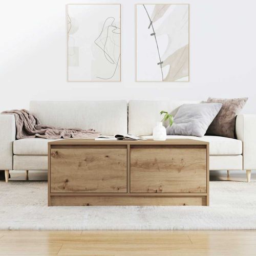 Масичка за кафе с чекмеджета дъб артизан 100x100x40 см