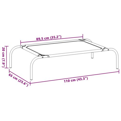 Повдигнато легло за кучета сиво 110x65x20 cm Текстилен стомана