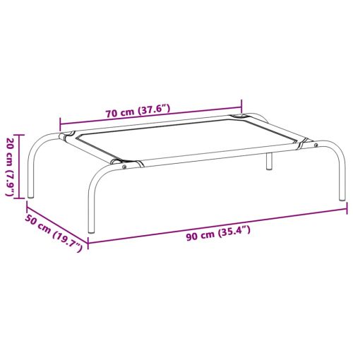 Повдигнато легло за кучета черно 90x50x20 cm Оксфорд плат