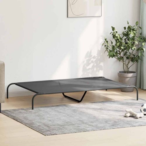 Повдигнато легло за кучета сиво 150x90x20 cm Текстилен стомана
