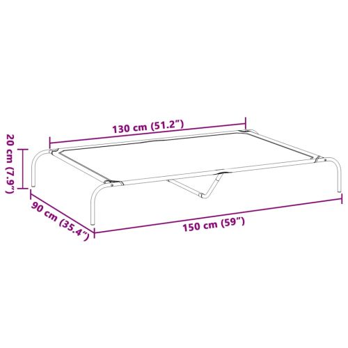 Повдигнато легло за кучета сиво 150x90x20 cm Текстилен стомана