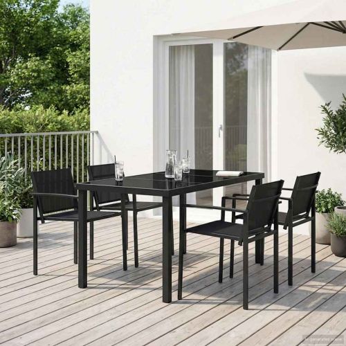 Комплект за външни мебели 5 pcs Черно и антрацит Textilene