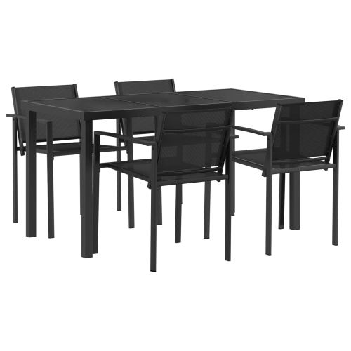 Комплект за външни мебели 5 pcs Черно и антрацит Textilene