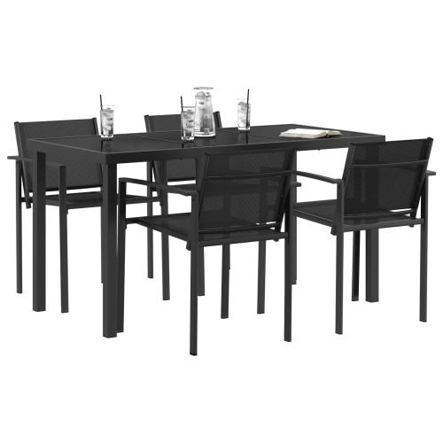 Комплект за външни мебели 5 pcs Черно и антрацит Textilene