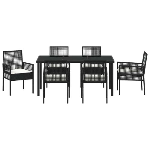 Комплект за хранене в градината 7 pcs Черно полиратан
