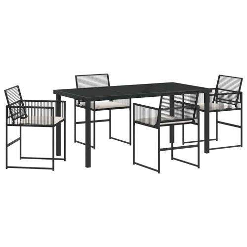 Комплект за хранене в градината 5 pcs Черно полиратан