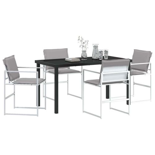 Комплект за хранене в градината 5 pcs Бяло 140 x 70 x 73 cm