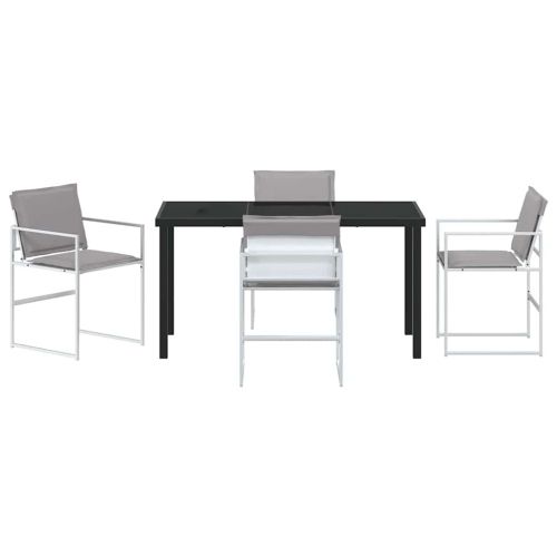 Комплект за хранене в градината 5 pcs Бяло 140 x 70 x 73 cm