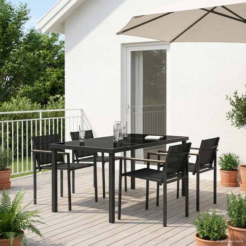 Комплект за външни мебели 5 pcs Черно и антрацит Textilene