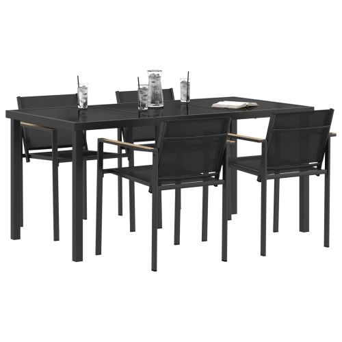 Комплект за външни мебели 5 pcs Черно и антрацит Textilene