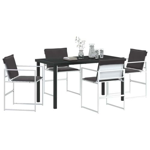Комплект за хранене в градината 5 pcs Бяло 140 x 70 x 73 cm