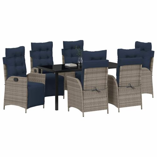 Комплект за хранене в градината 7 pcs Сив и черен Ратан